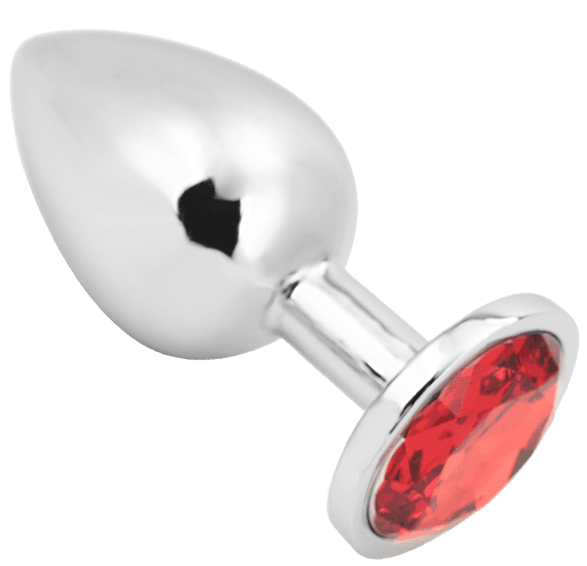 Rosebud Anal Plug large silver - red