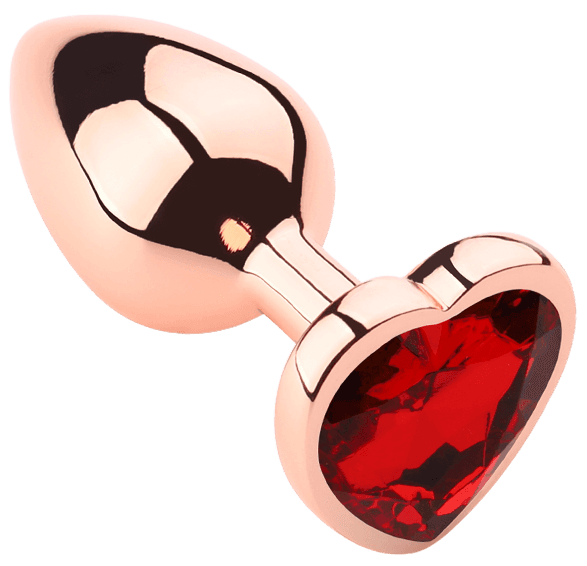 Heart shape Anal Plug Medium Rose Gold - Red