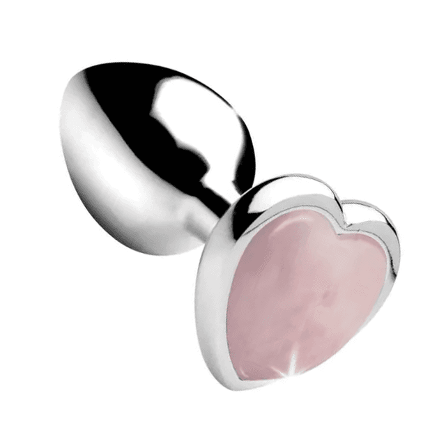 Gem Stone Rose Quartz Metal Butt Plug Large