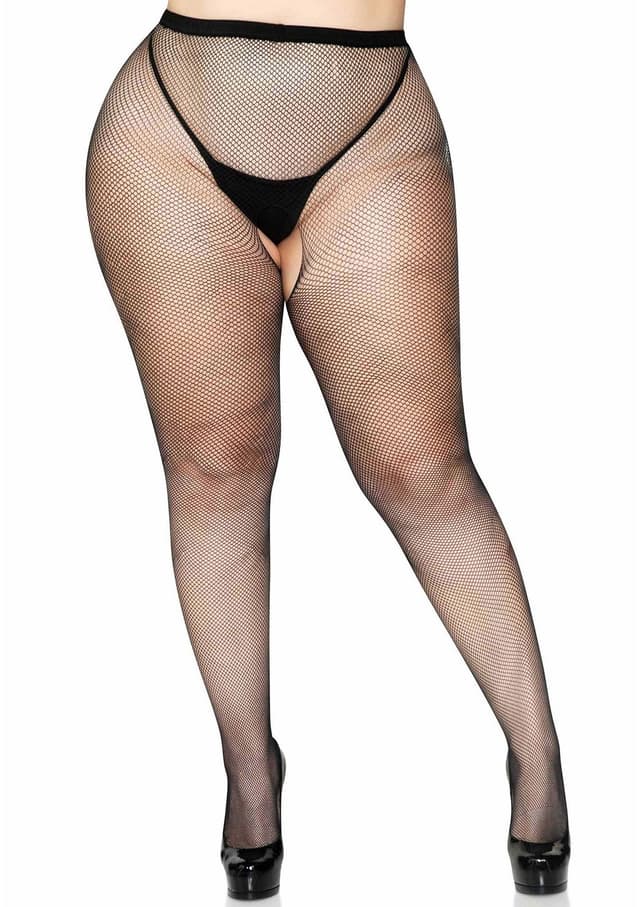 Plus Crotchless Fishnet Pantyhose