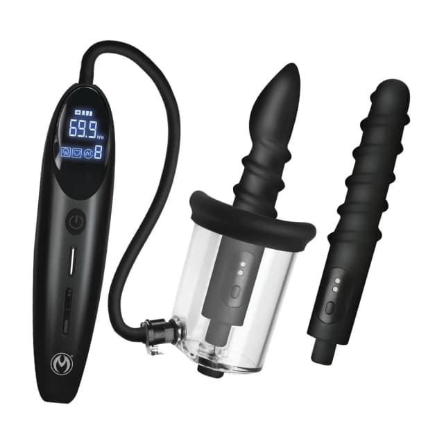 Rosebud Driller Deluxe Set - Vibrating Silicone Rosebud Pump - Transparent