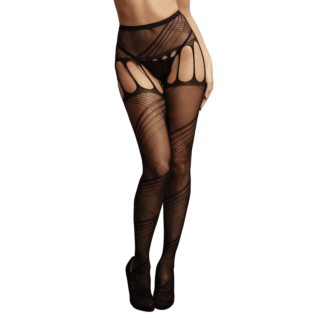 Crotchless Cut-Out Pantyhose - One Size - Black