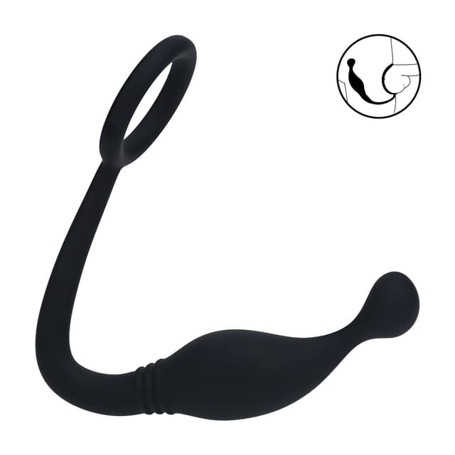 Silicone Cockring with Prostate Stimulator - M - Black