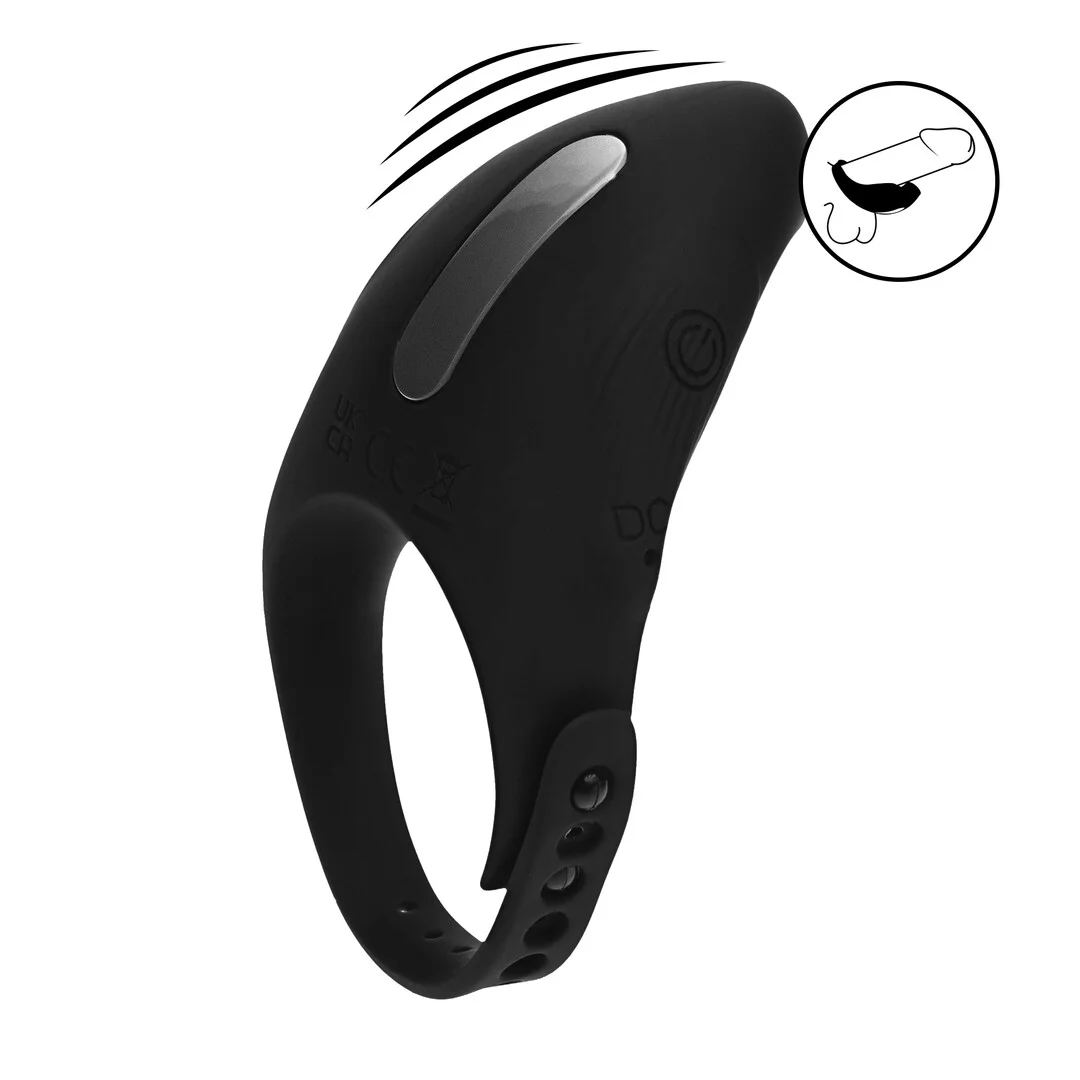 Adjustable Vibrating Silicone Cockring - Black