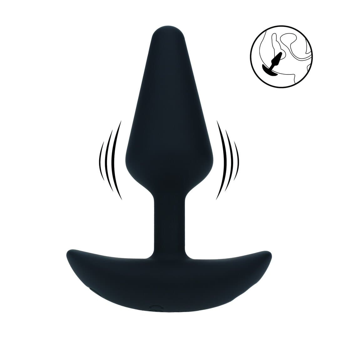Classic Vibrating Silicone Anal Plug - S - Black