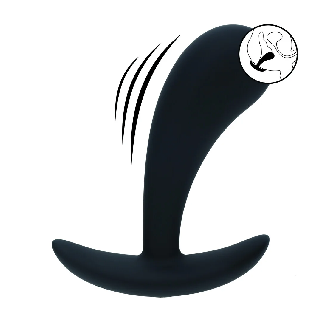 Vibrating Silicone Prostate Stimulator Anal Plug - S - Black
