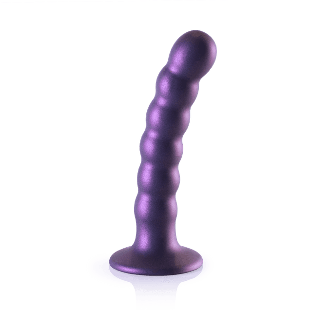 Beaded Silicone G-Spot Dildo - 5'' / 13 cm - Metallic Purple