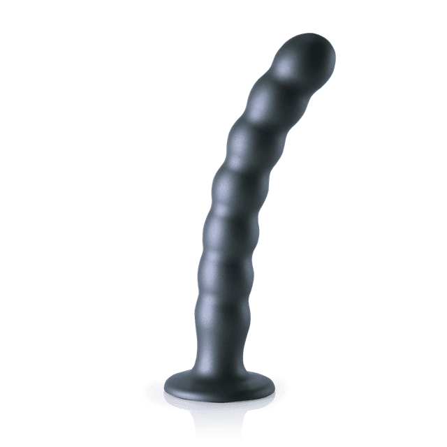 Beaded Silicone G-Spot Dildo - 8'' / 20,5 cm - Gunmetal