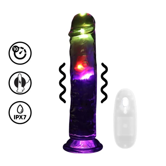 LED Vibrating Straight Cock - 8 / 20 cm - Transparent
