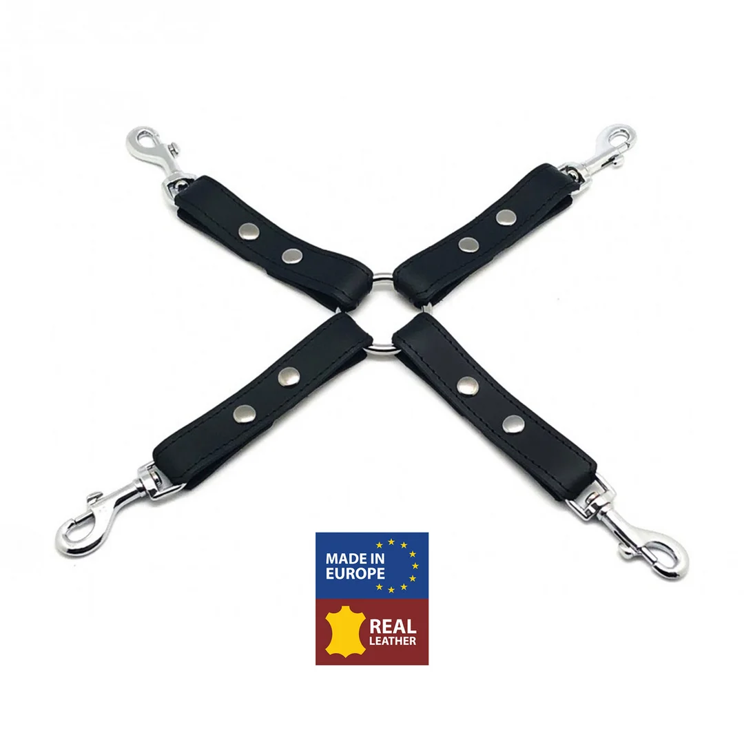 Leather BDSM Knot with Hooks - Black