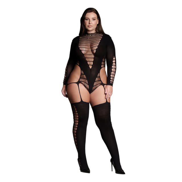 Kalyke XXIII - Bodystocking with Turtleneck - Queen Size - Black